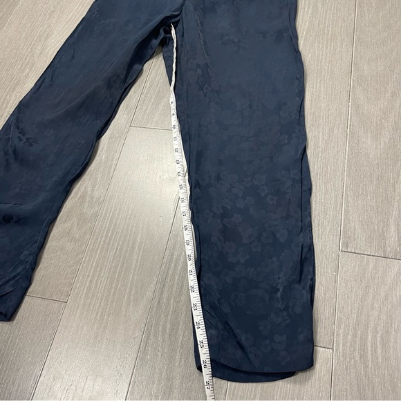Theory Slim Pull On Pant in Viscose Jacquard Floral Navy Blue Ankle Trousers 6 - Picture 15 of 15